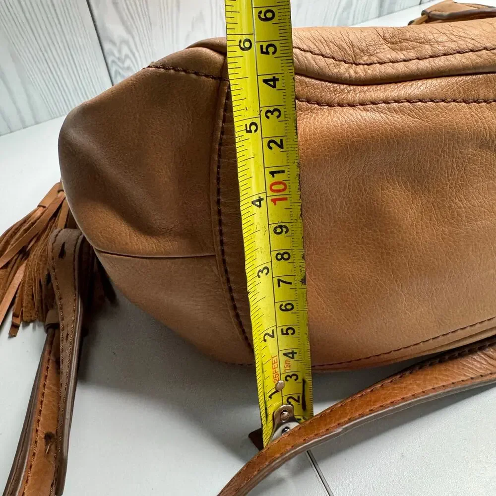 J Crew Peyton Brown Satchel Purse Bag Brown Soft Leather Tassels (READ)